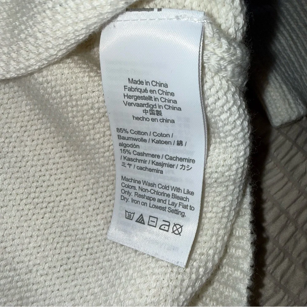 J Crew White Cashmere Cotton Mock Neck Sweater medium